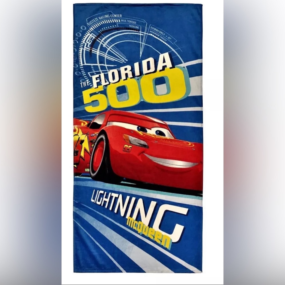 Cars beach towel, 3"Lightning Race Florida 500"
